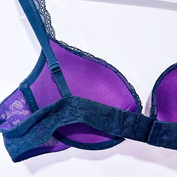 JACOB Black & purple lace push-up bra | Padded underwire lingerie | 34C * - Picture 2 of 6